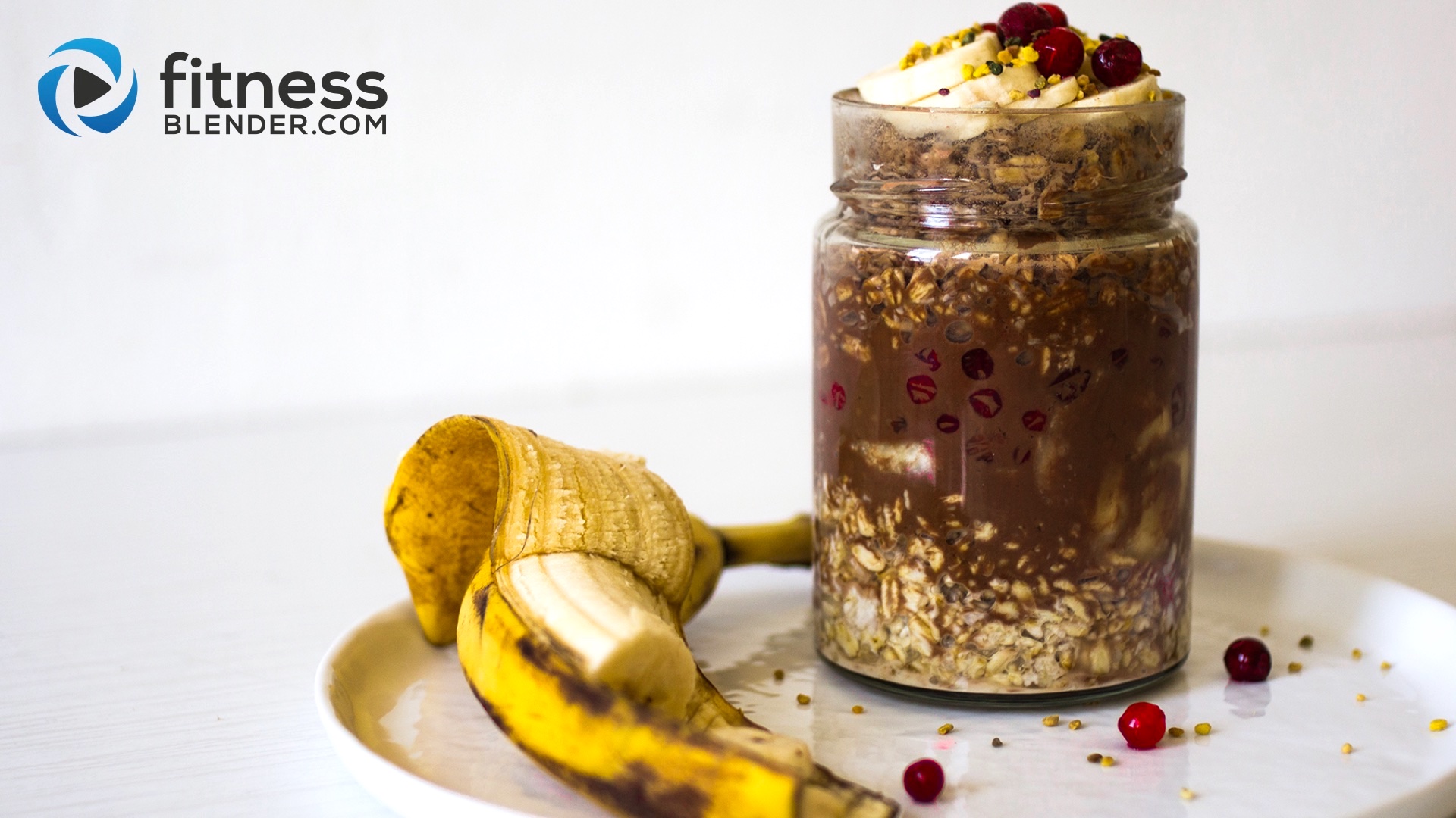 Chocolate layered overnight oats with berries Fitness Blender